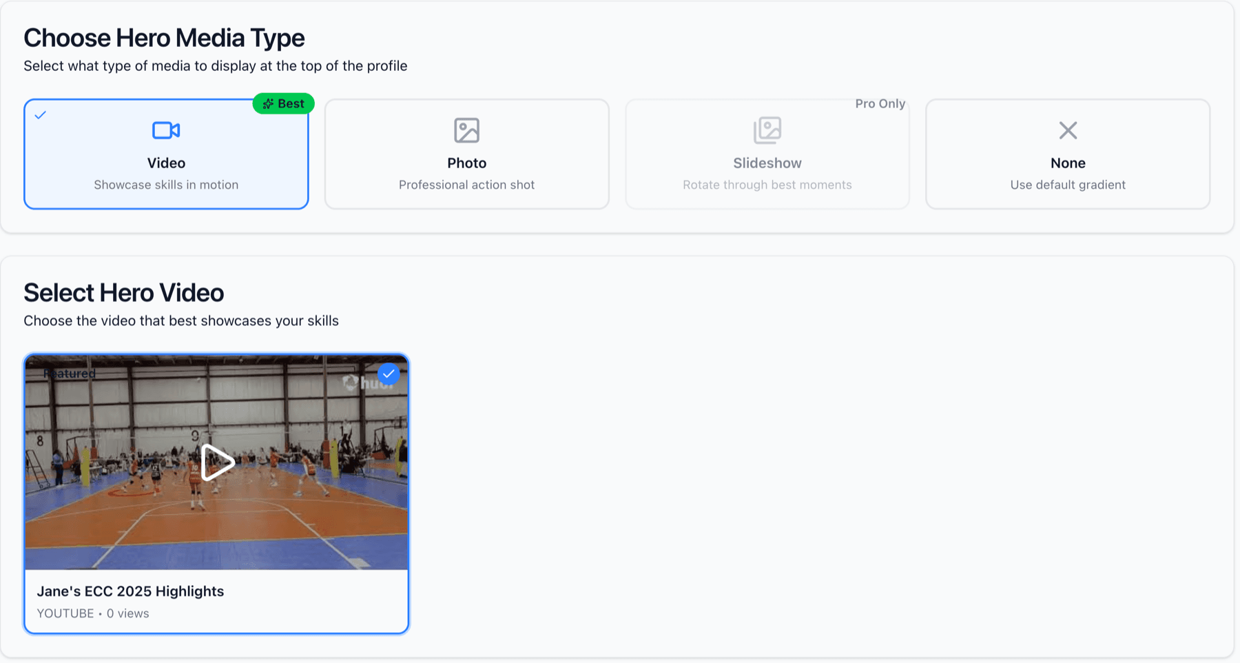 Video selection interface showing available videos