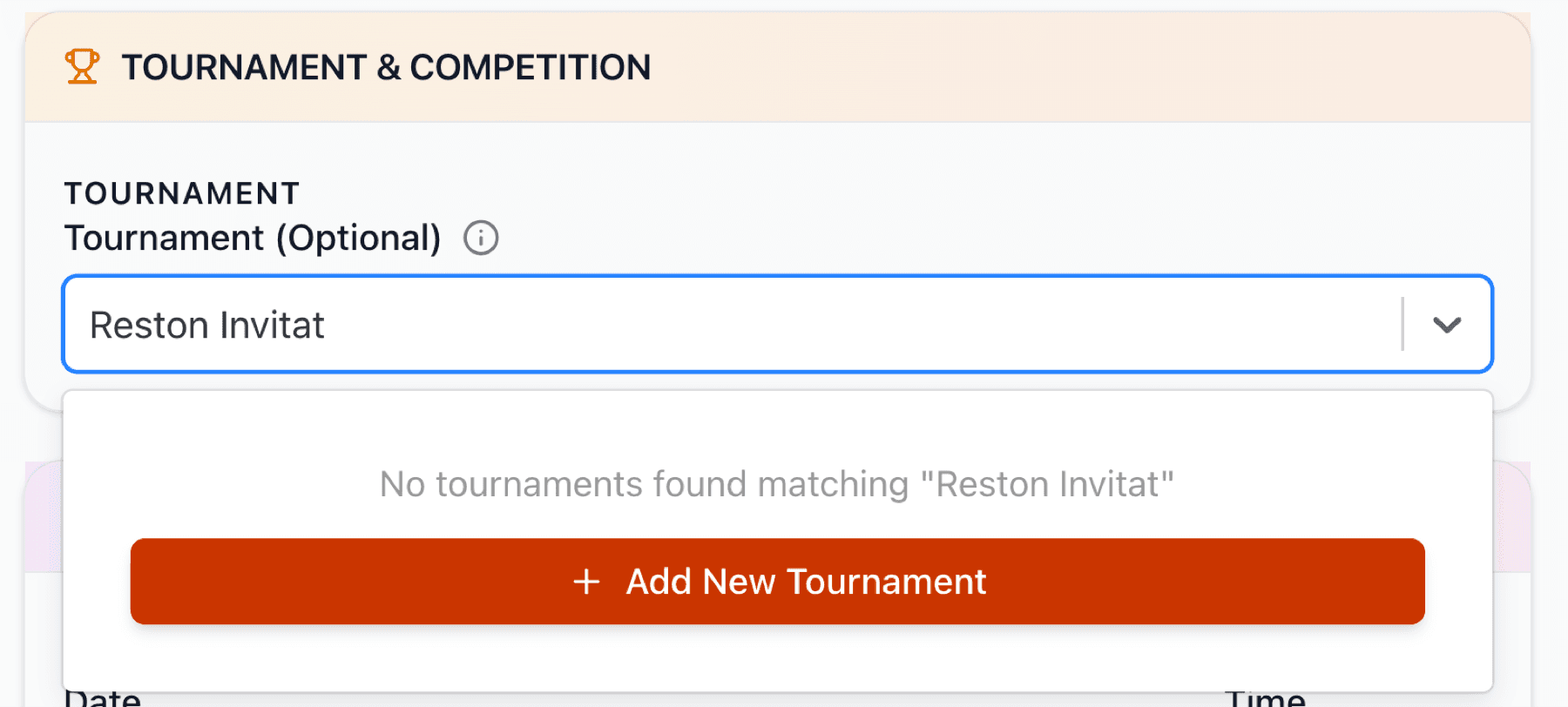 Add tournament button in stats interface