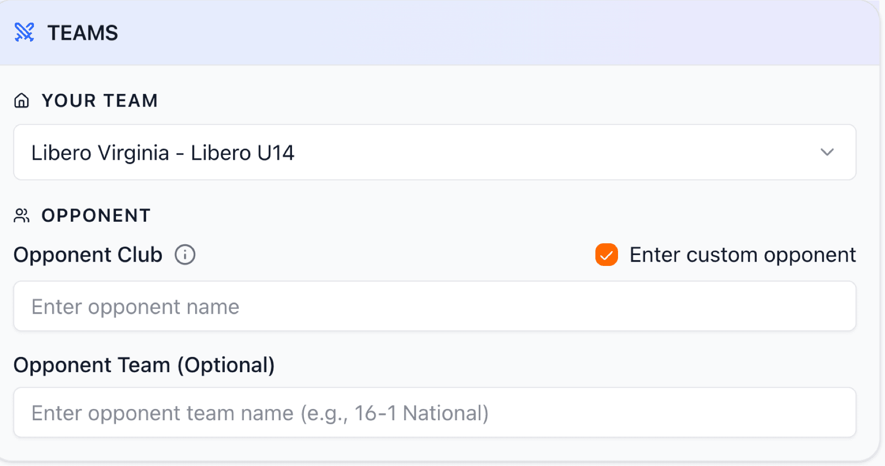 Club search for opponent