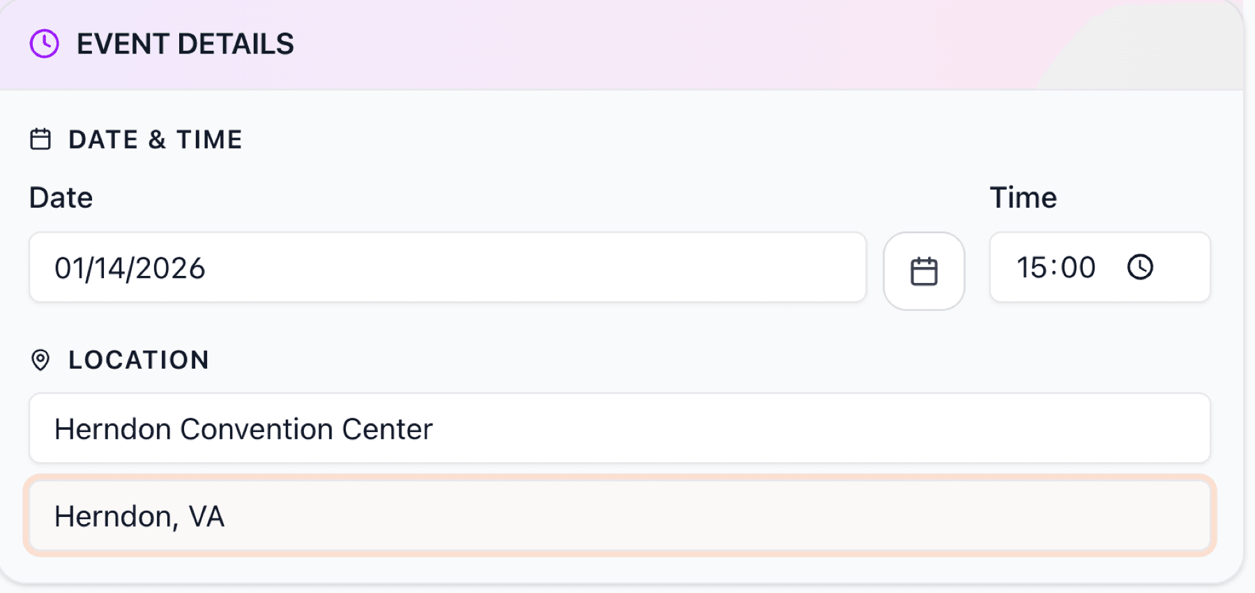 Simple location entry form