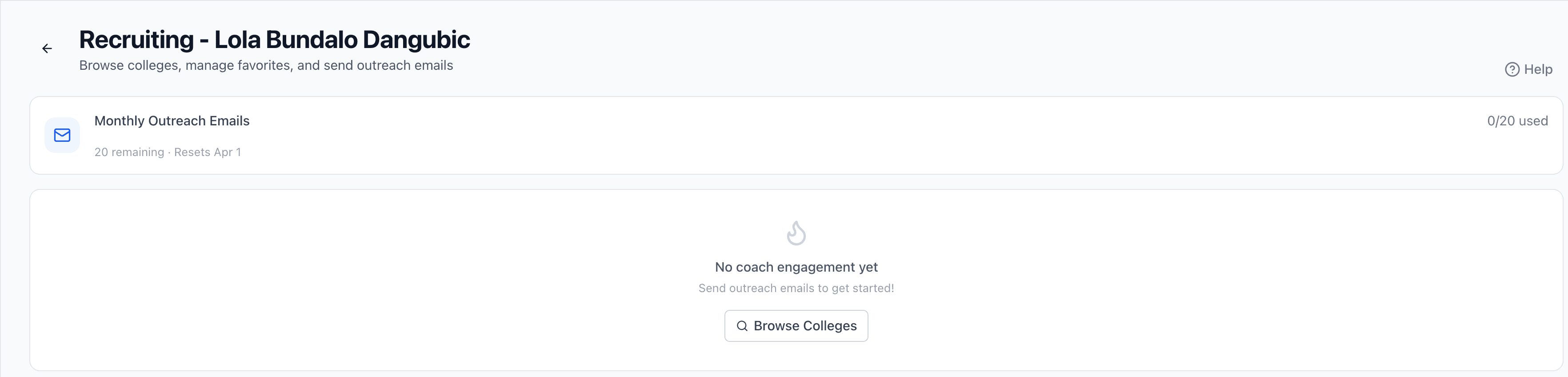 Recruiting dashboard overview showing all recruiting features