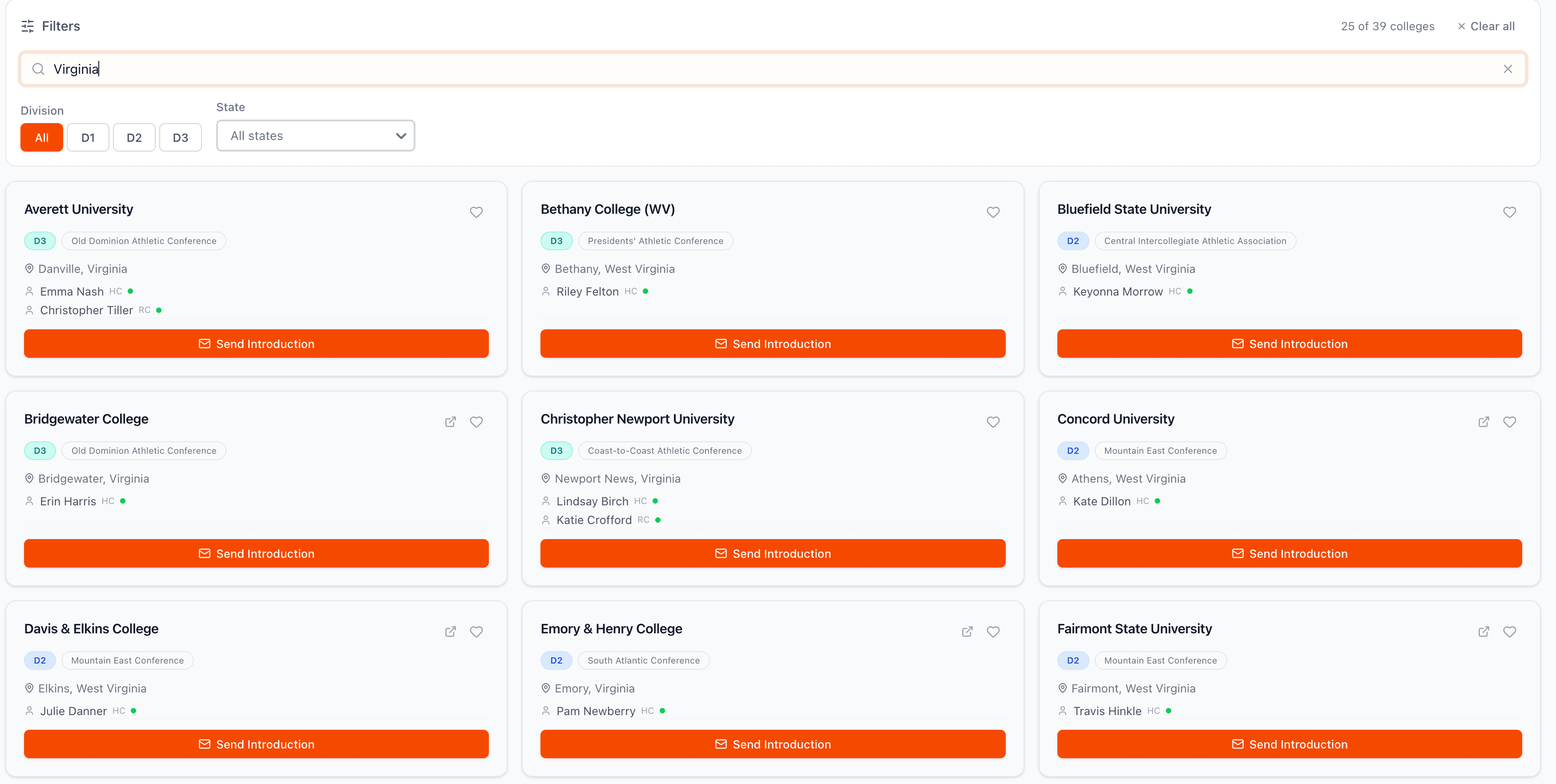 College browser search bar with search results