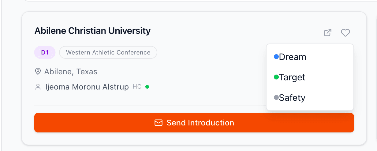 Favorite button with tier selection dropdown